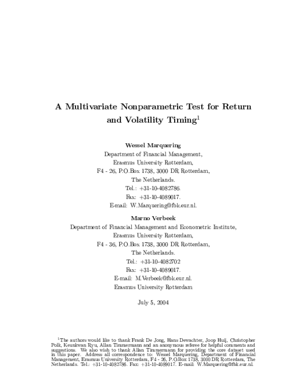 (PDF) A multivariate nonparametric test for return and volatility timing