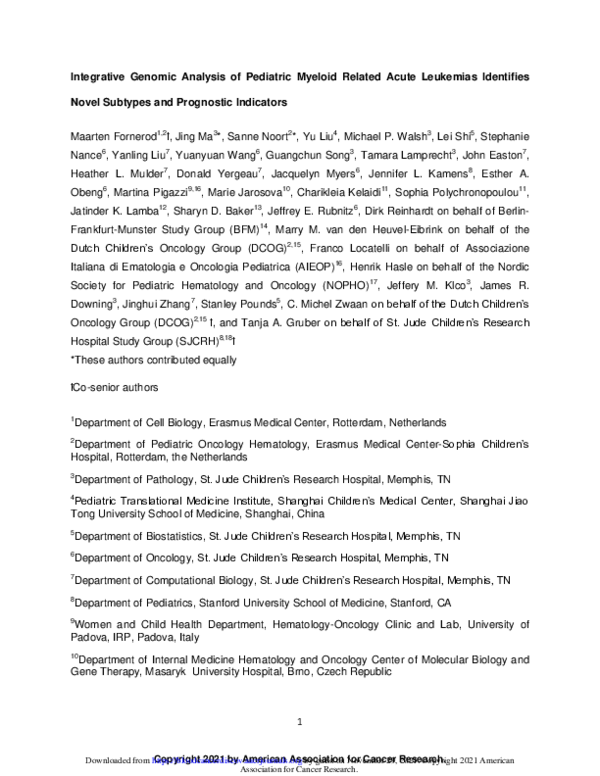 (PDF) Integrative Genomic Analysis of Pediatric Myeloid-Related Acute ...
