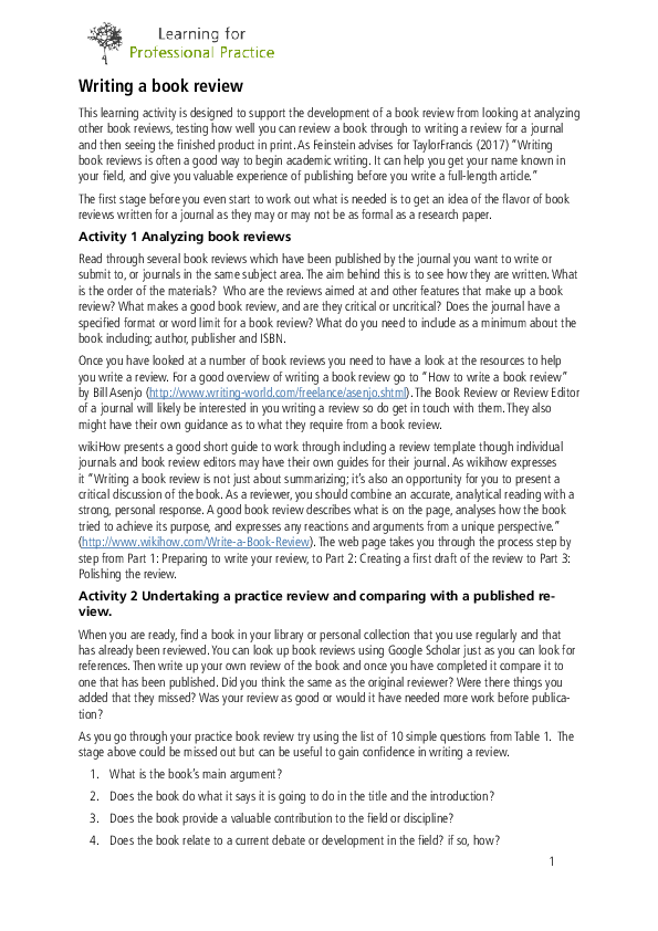 (PDF) Writing a book review