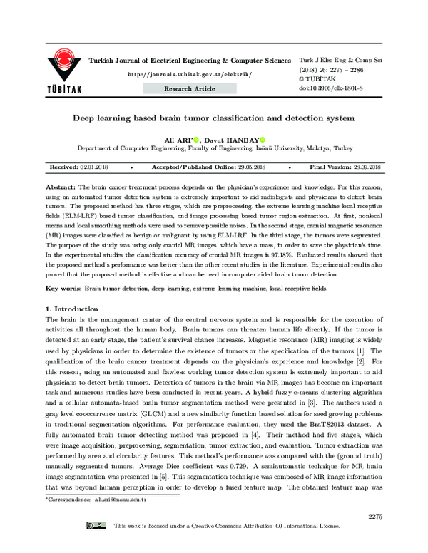 (PDF) Deep learning based brain tumor classification and detection system
