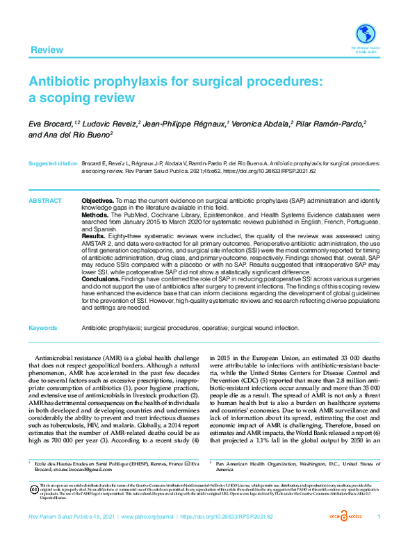(PDF) Antibiotic prophylaxis for surgical procedures: a scoping review