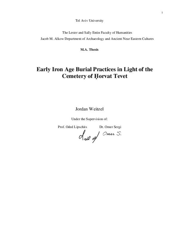 (PDF) Early Iron Age Burial Practices in Light of the Cemetery of ...
