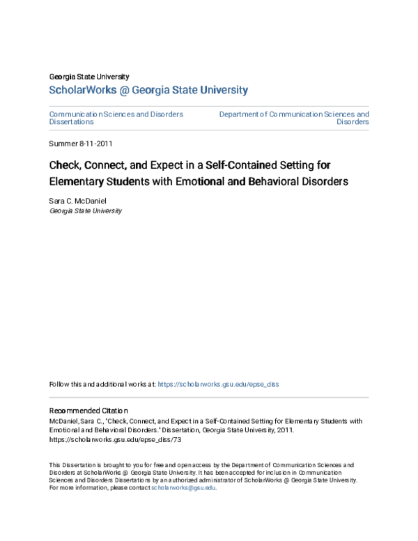 (PDF) Check, Connect, and Expect in a Self-Contained Setting for ...