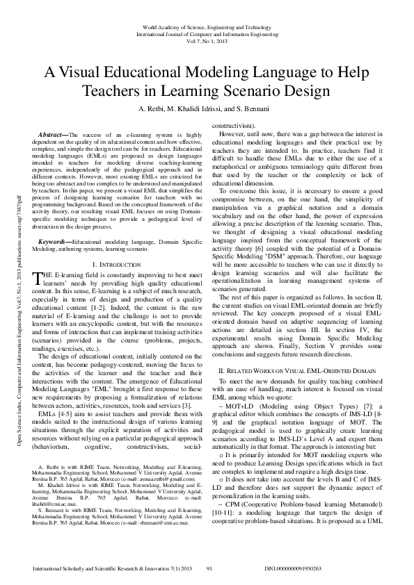 (PDF) A Visual Educational Modeling Language to Help Teachers in ...