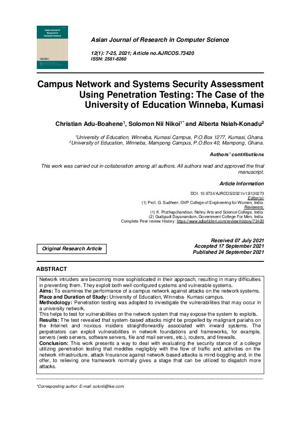 (PDF) Campus Network and Systems Security Assessment Using Penetration ...
