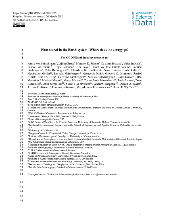 (PDF) Heat stored in the Earth system: Where does the energy go? The ...