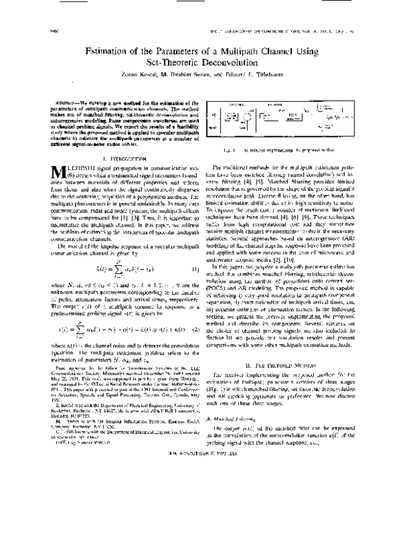 (PDF) Estimation of the parameters of a multipath channel using set ...