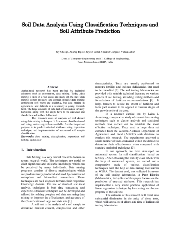 (PDF) Soil Data Analysis Using Classification Techniques and Soil ...
