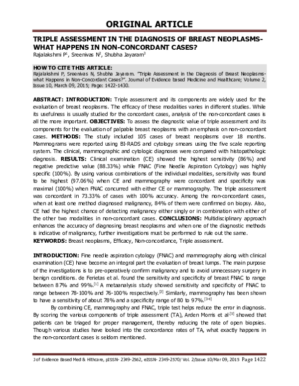 (PDF) Triple Assessment in the Diagnosis of Breast Neoplasms - What ...