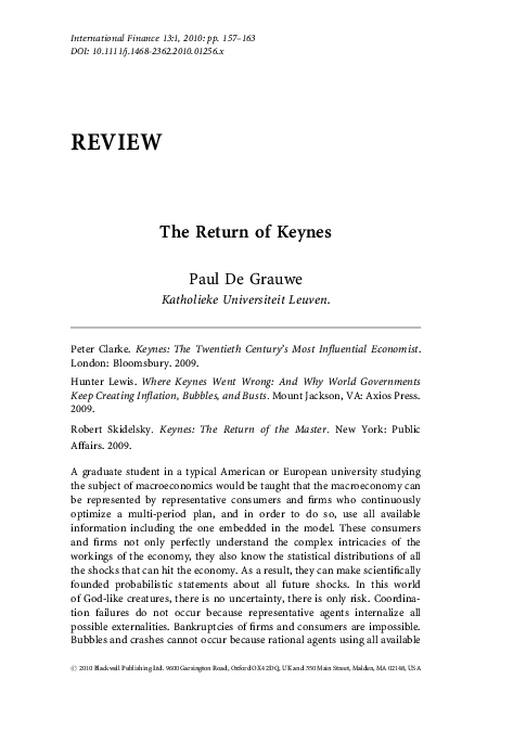 (PDF) The Return of Keynes