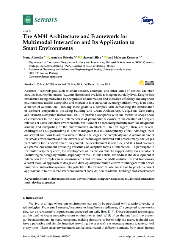 (PDF) The AM4I Architecture and Framework for Multimodal Interaction ...