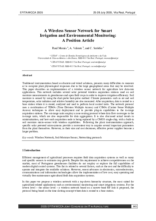 (PDF) A Wireless Sensor Network for Smart Irrigation and Environmental ...