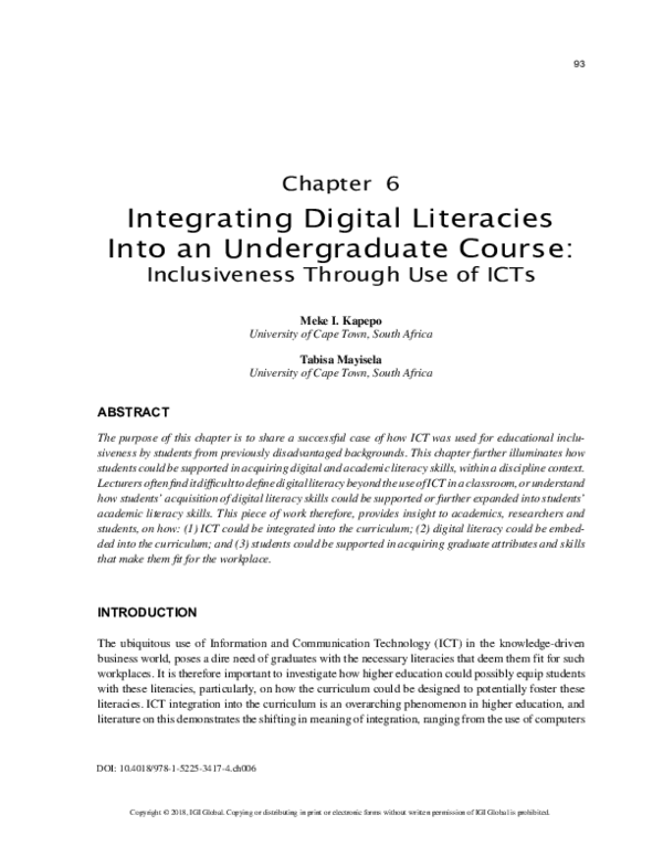 (PDF) Integrating Digital Literacies Into an Undergraduate Course