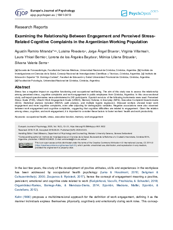 (PDF) Examining the relationship between engagement and perceived ...