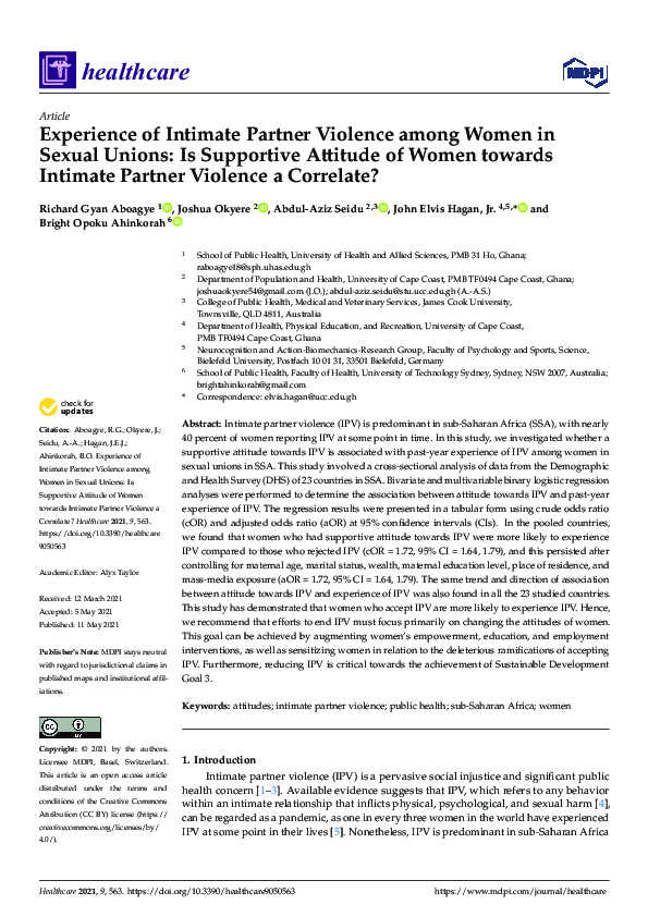 (PDF) Experience of Intimate Partner Violence among Women in Sexual ...