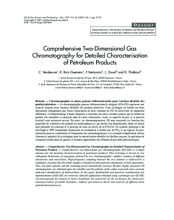 (PDF) Comprehensive TwoDimensional Gas Chromatography for Detailed