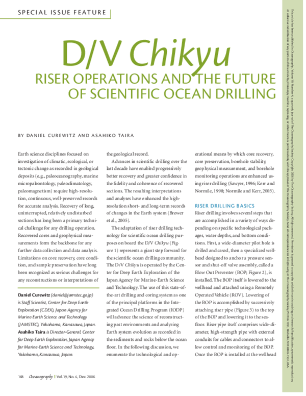 (PDF) D/V Chikyu: Riser Operations and the Future of Scientific Ocean ...