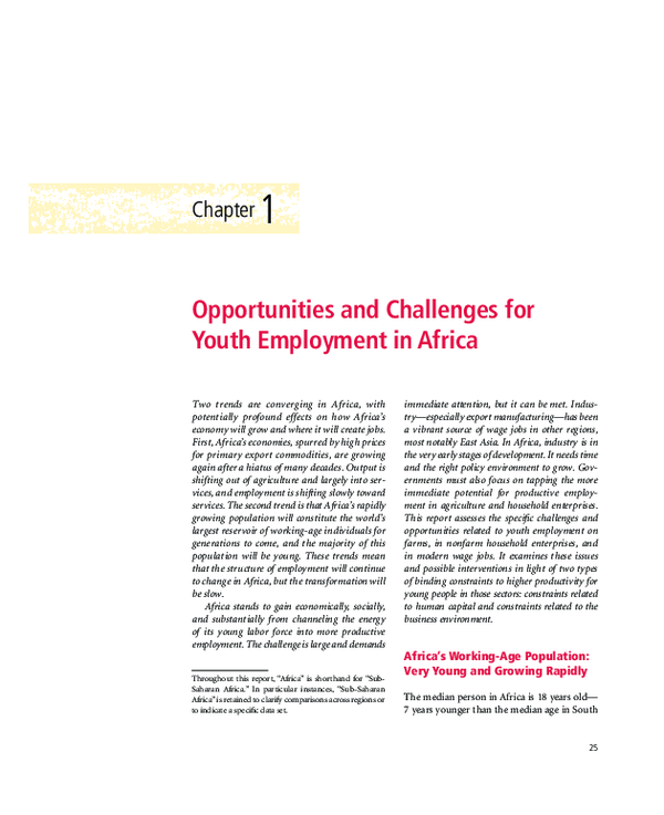 (PDF) Opportunities and Challenges for Youth Employment in Africa