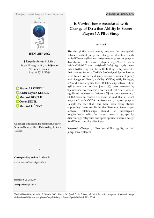(PDF) Is Vertical Jump Associated with Change of Direction Ability in ...