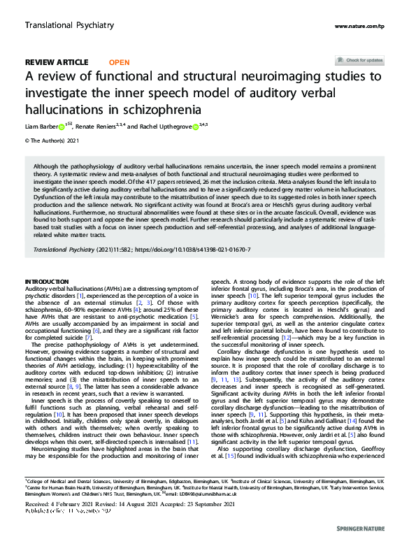 (PDF) A review of functional and structural neuroimaging studies to ...