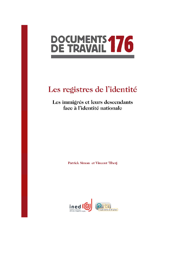 First page of “Les registres de l'identité. Les immigrés et leurs descendants face à l'identité nationale”