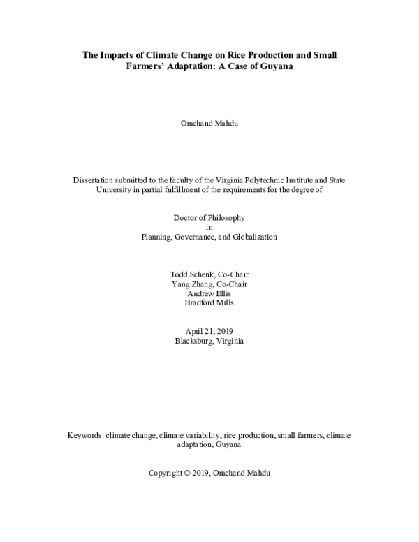 (PDF) The Impacts of Climate Change on Rice Production and Small ...