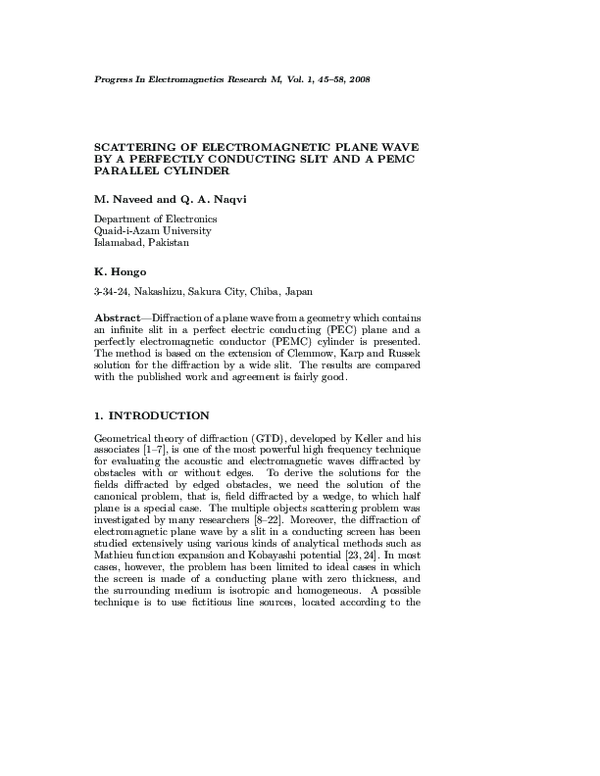 (PDF) Scattering of electromagnetic plane wave by a perfectly ...