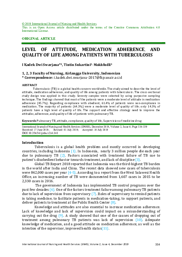 (PDF) Level of Attitude, Medication Adherence, and Quality of Life ...