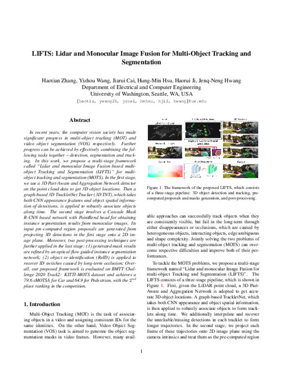 (PDF) LIFTS: Lidar and Monocular Image Fusion for Multi-Object Tracking ...