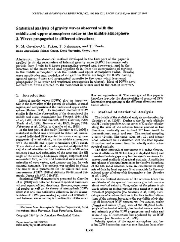 (PDF) Statistical analysis of gravity waves observed with the middle ...