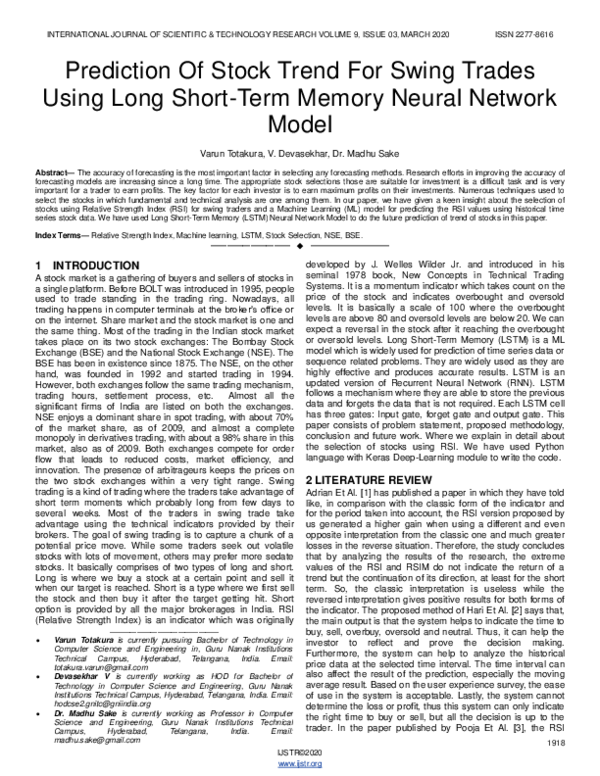 (PDF) Prediction Of Stock Trend For Swing Trades Using Long Short-Term ...