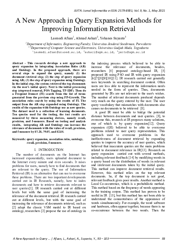 (PDF) A New Approach in Query Expansion Methods for Improving ...