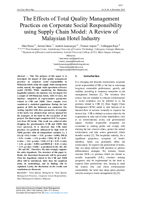 (PDF) The Effects of Total Quality Management Practices on Corporate ...