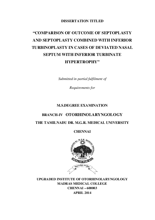(PDF) Comparison of outcome of septoplasty and septoplasty combined ...