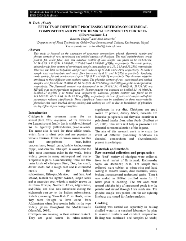 (PDF) EFFECTS OF DIFFERENT PROCESSING METHODS ON CHEMICAL COMPOSITION ...