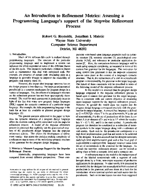 (PDF) An introduction to refinement metrics: assessing a programming ...