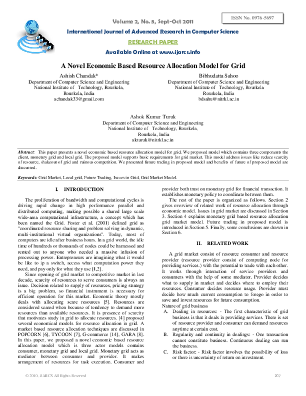 (PDF) A Novel Economic Based Resource Allocation Model for Grid