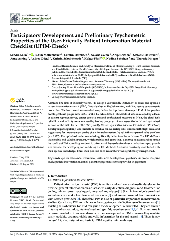 (PDF) Participatory Development and Preliminary Psychometric Properties ...