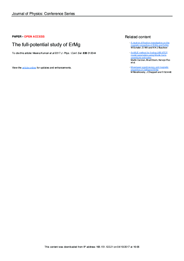 (PDF) The full-potential study of ErMg