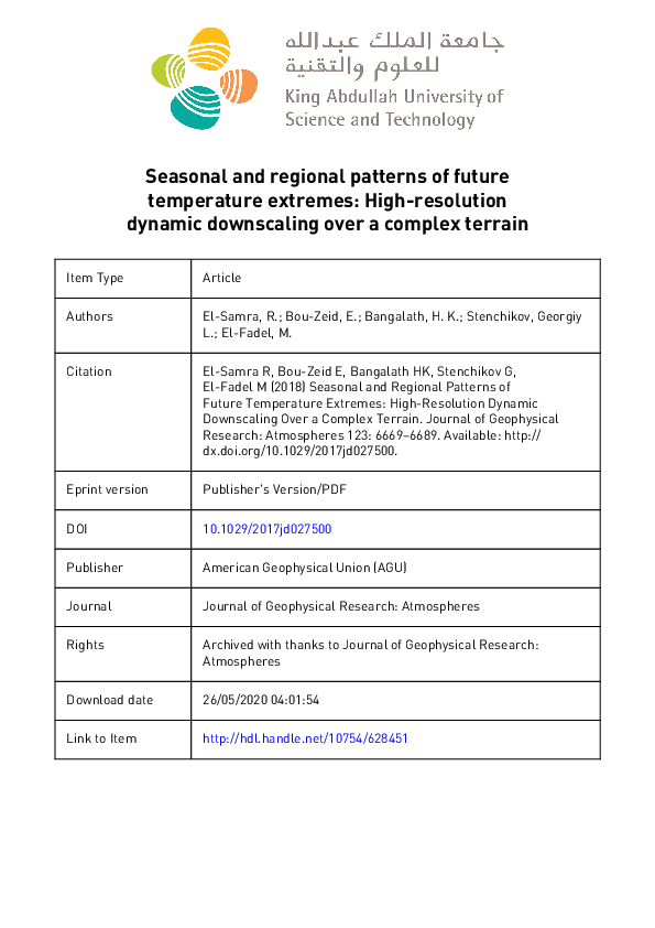 (PDF) Seasonal and Regional Patterns of Future Temperature Extremes ...