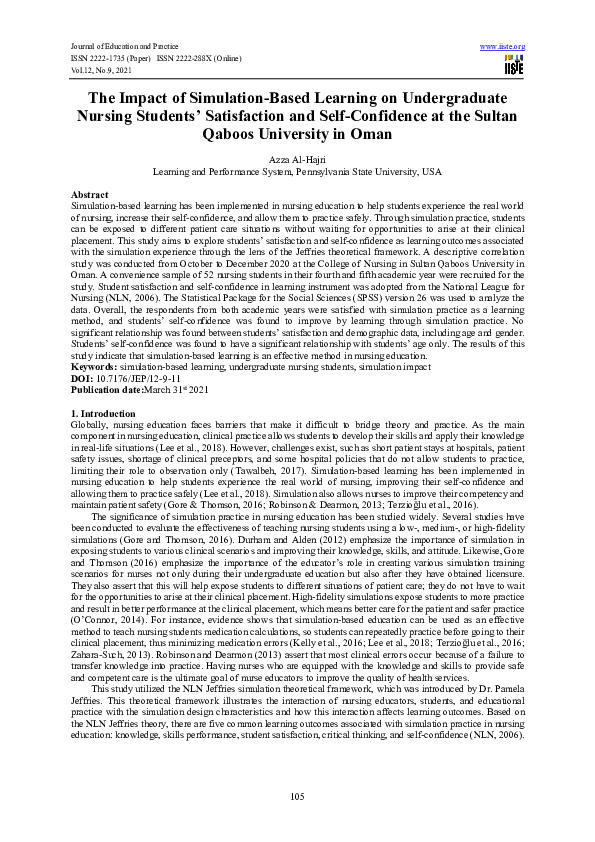 (PDF) The Impact of Simulation-Based Learning on Undergraduate Nursing ...