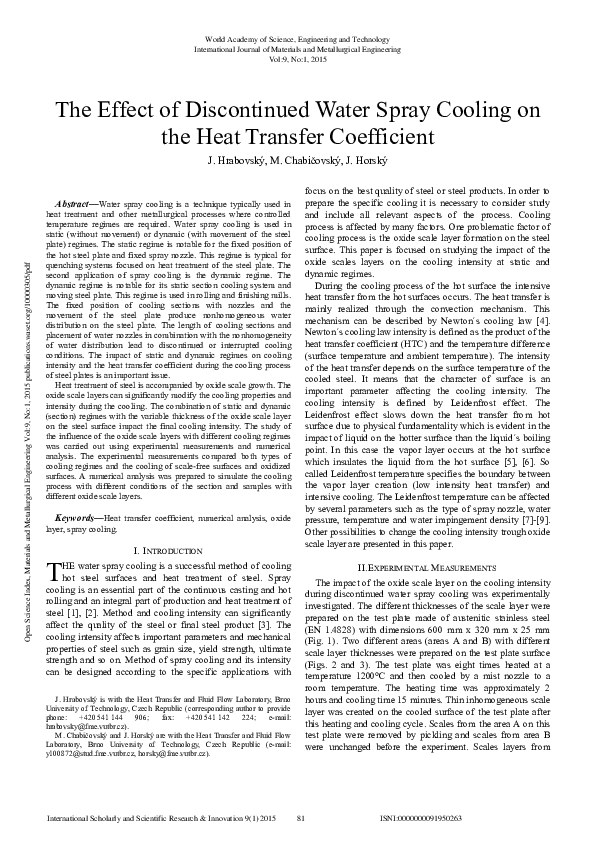 (PDF) The Effect of Discontinued Water Spray Cooling on the Heat ...