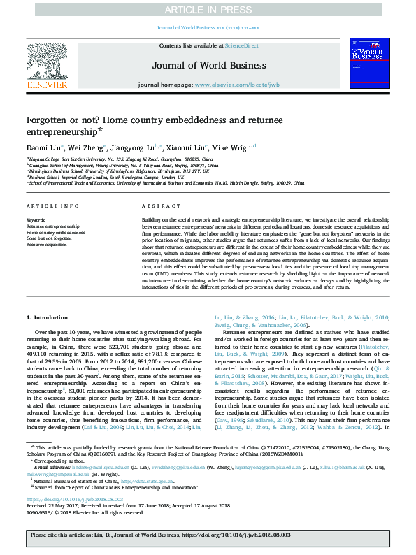 (PDF) Forgotten or not? Home country embeddedness and returnee ...