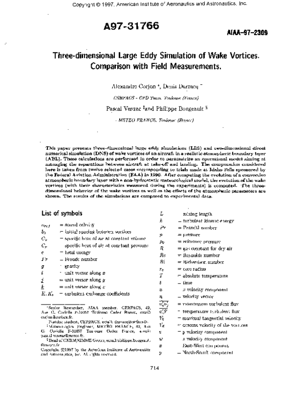 (PDF) Three-dimensional large eddy simulation of wake vortices ...