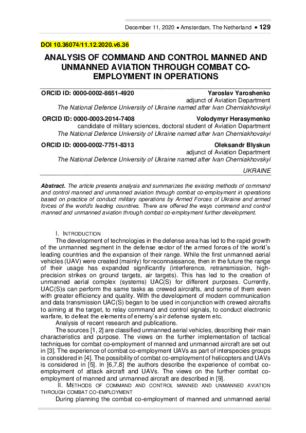 (PDF) Analysis of Command and Control Manned and Unmanned Aviation ...