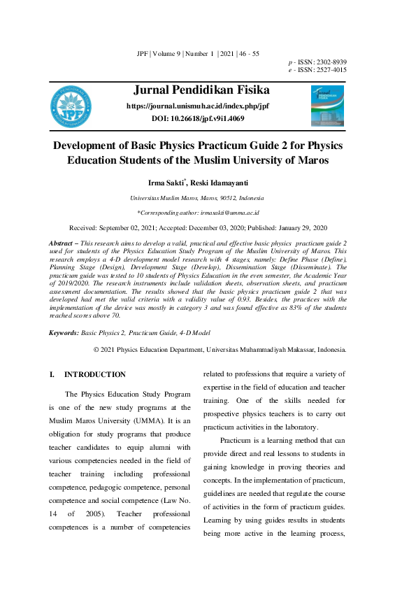 (PDF) Development of Basic Physics Practicum Guide 2 for Physics ...