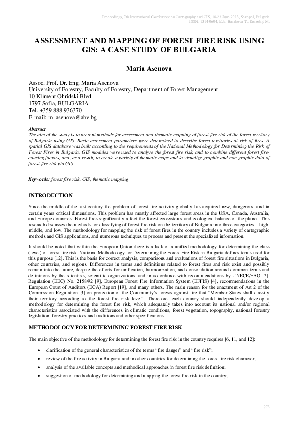(PDF) Assessment and Mapping of Forest Fire Risk Using Gis: A Case ...