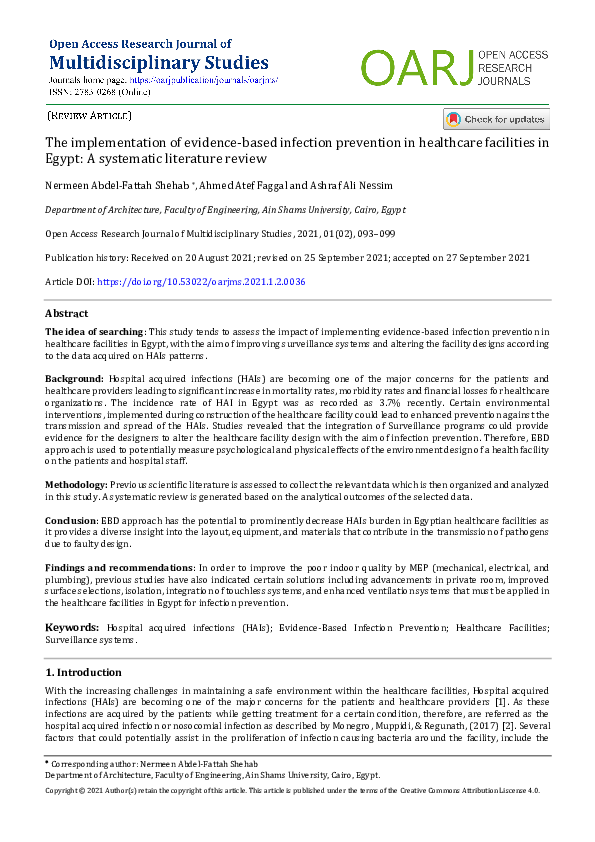 (PDF) The implementation of evidence-based infection prevention in ...