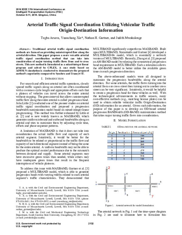 (PDF) Arterial Traffic Signal Coordination Utilizing Vehicular Traffic ...