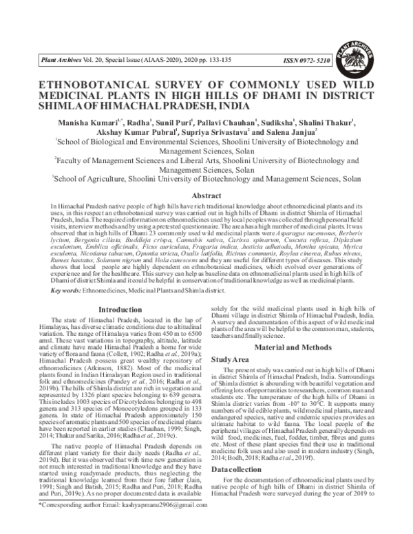 (PDF) Ethnobotanical Survey of Commonly Used Wild Medicinal Plants in ...